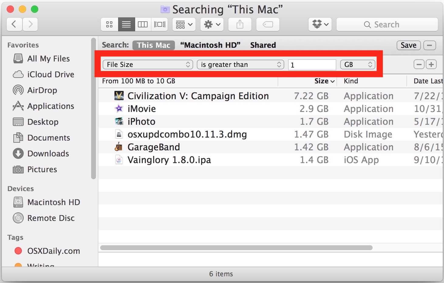 search for something on a harddrive on the mac